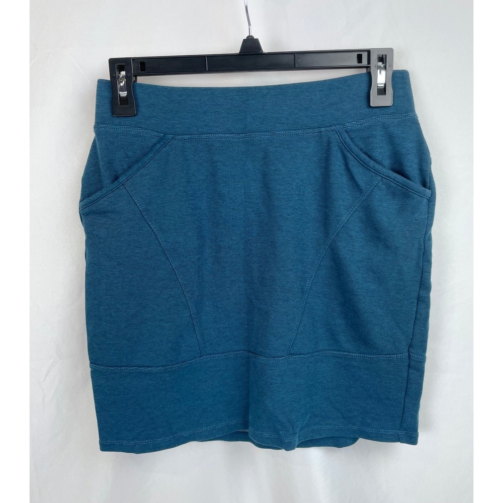 Toad & Co Flexcel Structured Skirt XS Blue Teal Straight Pencil Knit Pockets